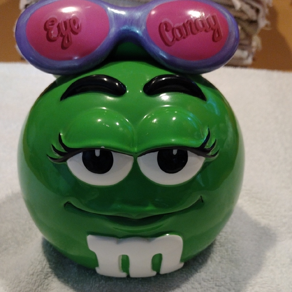 Green M&M Candy Dispenser with Sunglasses - Picture 2 of 7